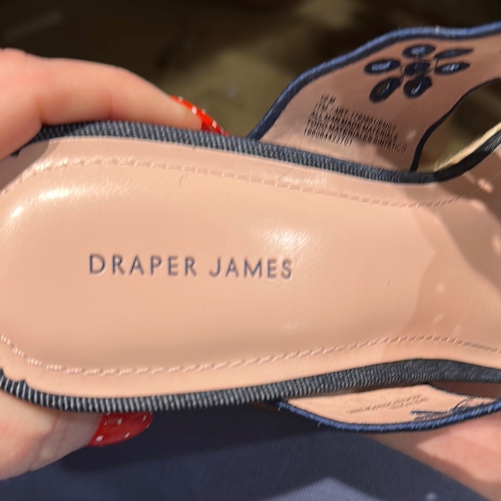 Draper James Navy Blue Cutout Espadrille Wedge Sandals - Picture 3 of 14